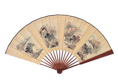 佚名 四小景山水图 成扇